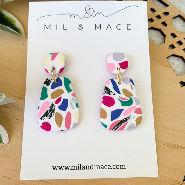 Kaleidoscope Earrings Polymer Clay Dangle Earrings
