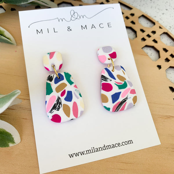 Kaleidoscope Earrings Polymer Clay Dangle Earrings