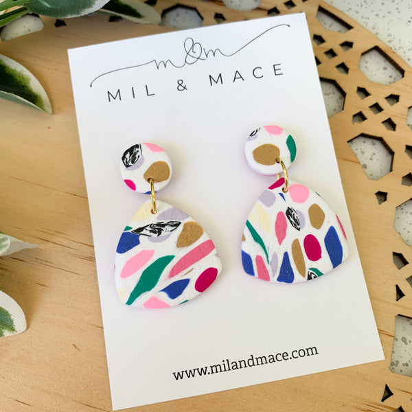Kaleidoscope Earrings Polymer Clay Dangle Earrings
