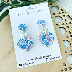 Pink and Blue Terrazzo Polymer Clay Dangle Earrings