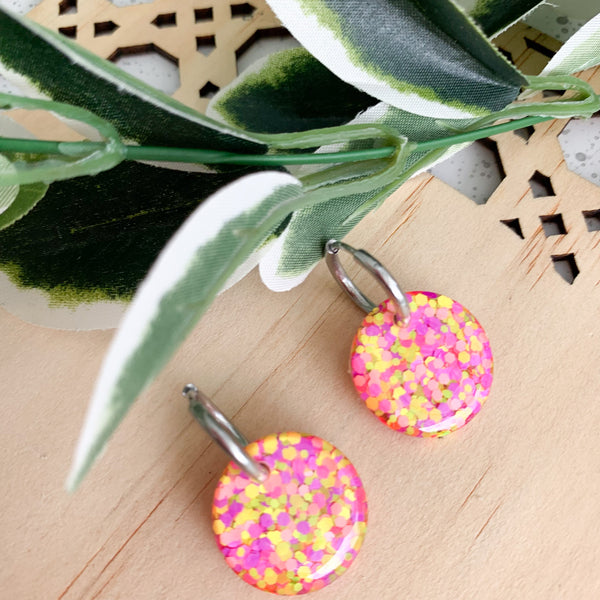 Petite Resin Huggie Dangle Earrings