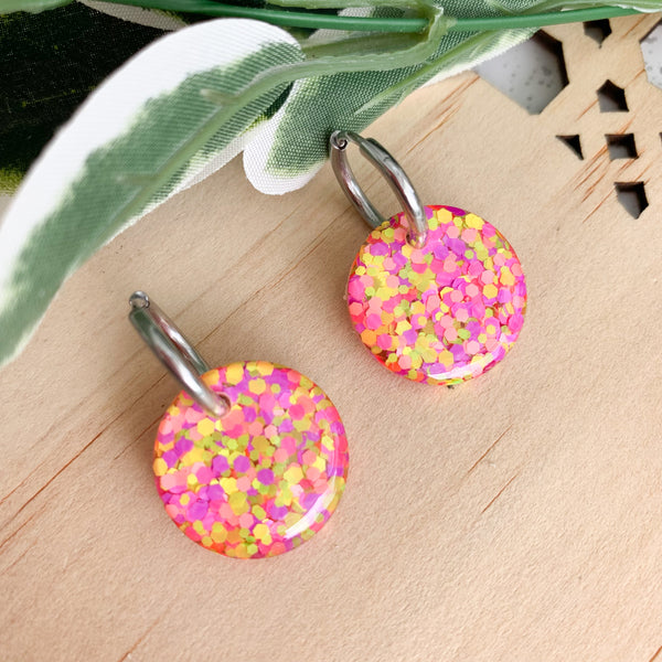 Petite Resin Huggie Dangle Earrings