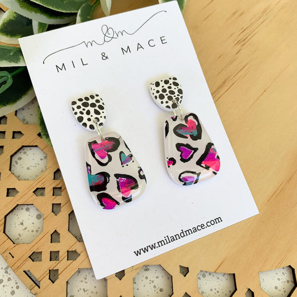 Hearts Polymer Clay Dangle Earrings