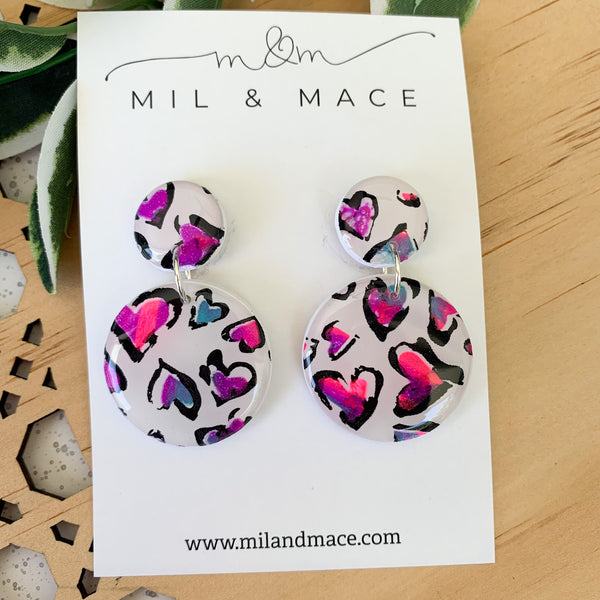 Hearts Polymer Clay Dangle Earrings