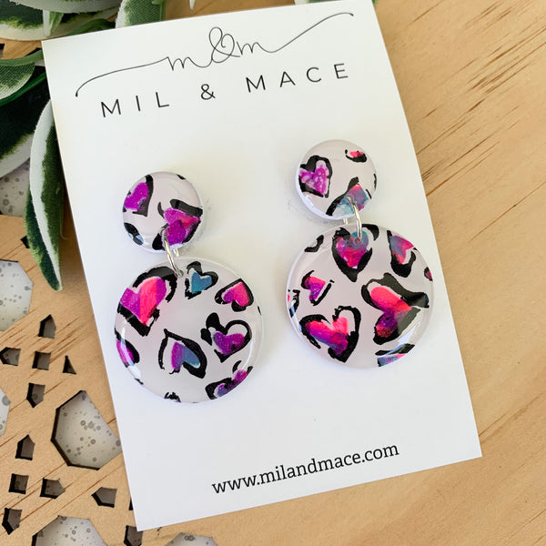 Hearts Polymer Clay Dangle Earrings