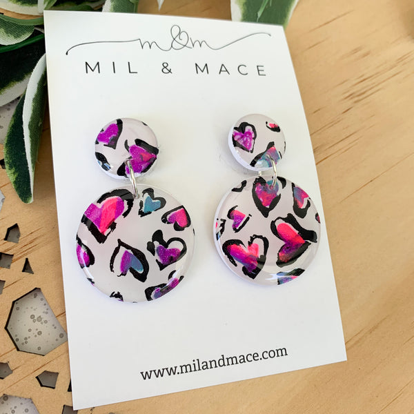 Hearts Polymer Clay Dangle Earrings