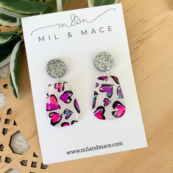 Hearts Polymer Clay Dangle Earrings