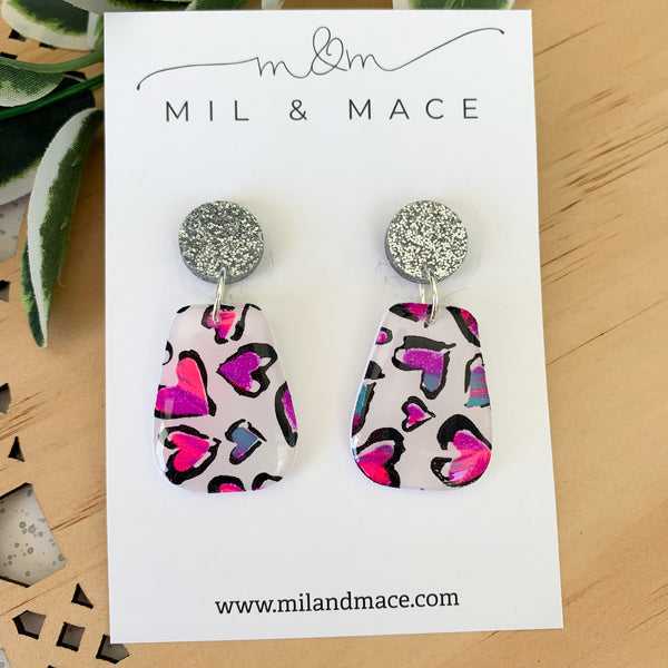 Hearts Polymer Clay Dangle Earrings