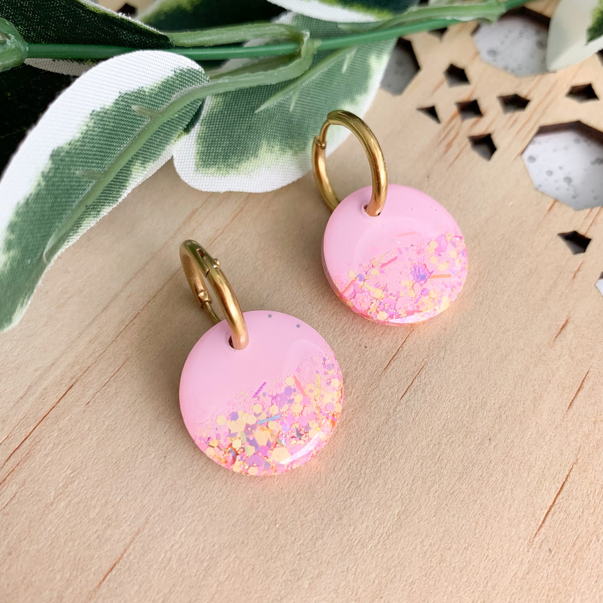 Petite Resin Huggie Dangle Earrings