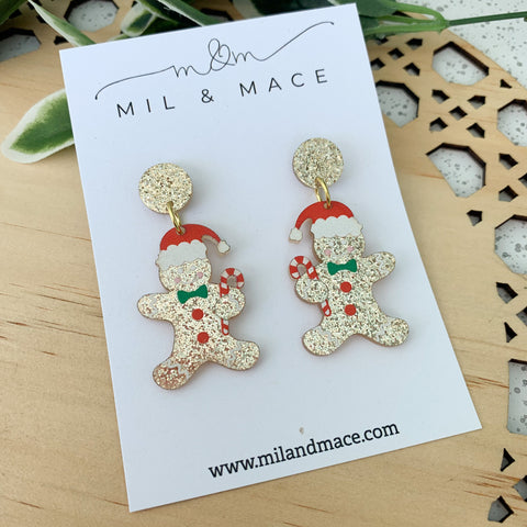 Christmas Gingerbread Acrylic Dangle Earrings