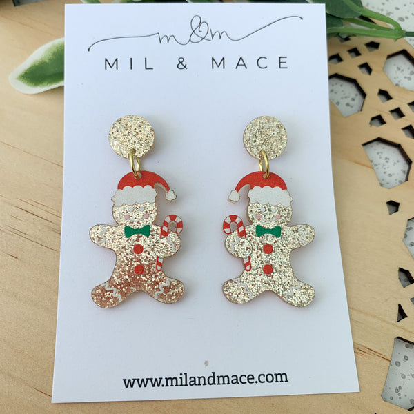 Christmas Gingerbread Acrylic Dangle Earrings