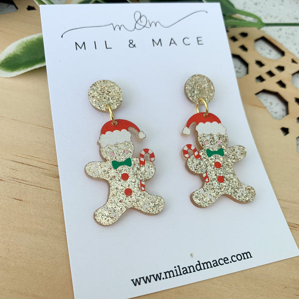 Christmas Gingerbread Acrylic Dangle Earrings