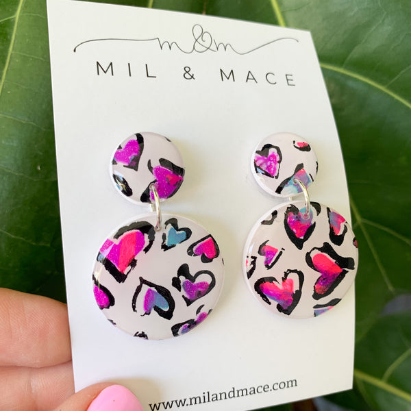 Hearts Polymer Clay Dangle Earrings