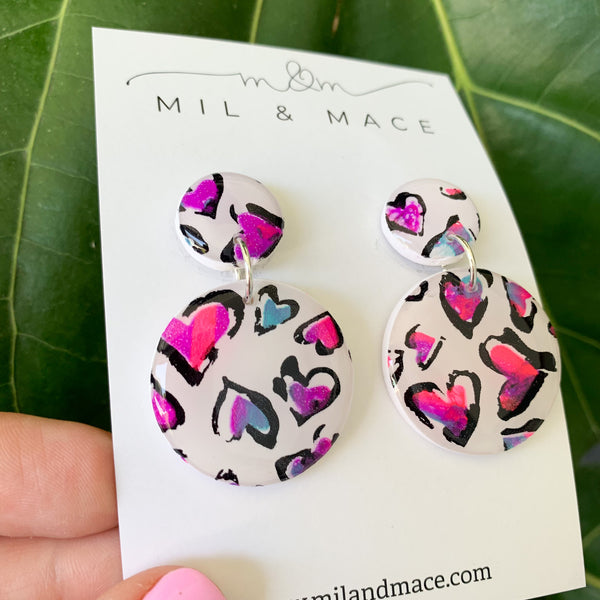 Hearts Polymer Clay Dangle Earrings