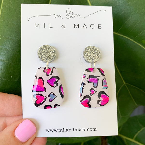 Hearts Polymer Clay Dangle Earrings