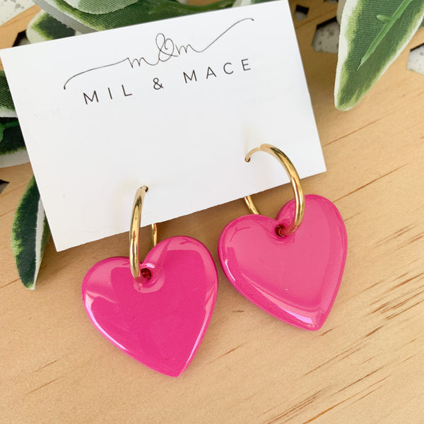 Pink Hearts Dangle Earrings