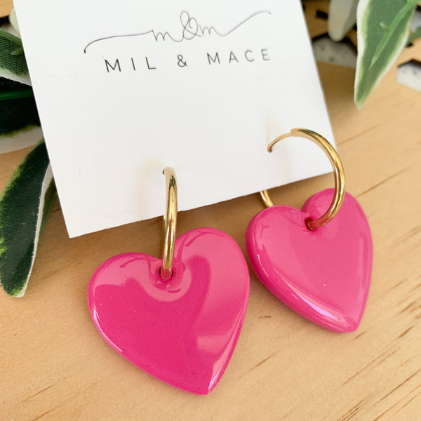 Pink Hearts Dangle Earrings