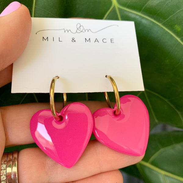 Pink Hearts Dangle Earrings