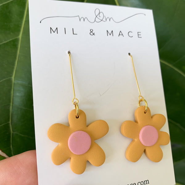 Flower Drops Polymer Clay Dangle Earrings