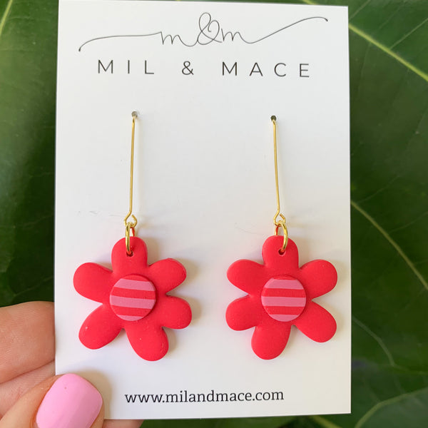 Flower Drops Polymer Clay Dangle Earrings