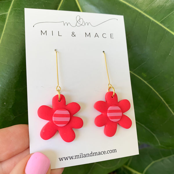 Flower Drops Polymer Clay Dangle Earrings