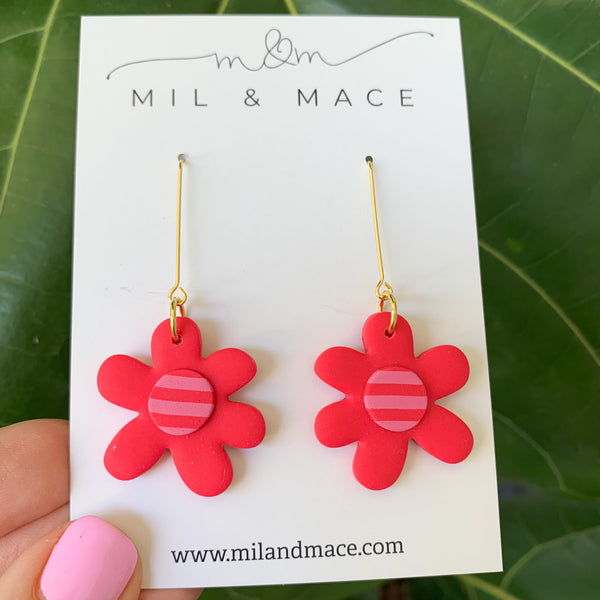 Flower Drops Polymer Clay Dangle Earrings