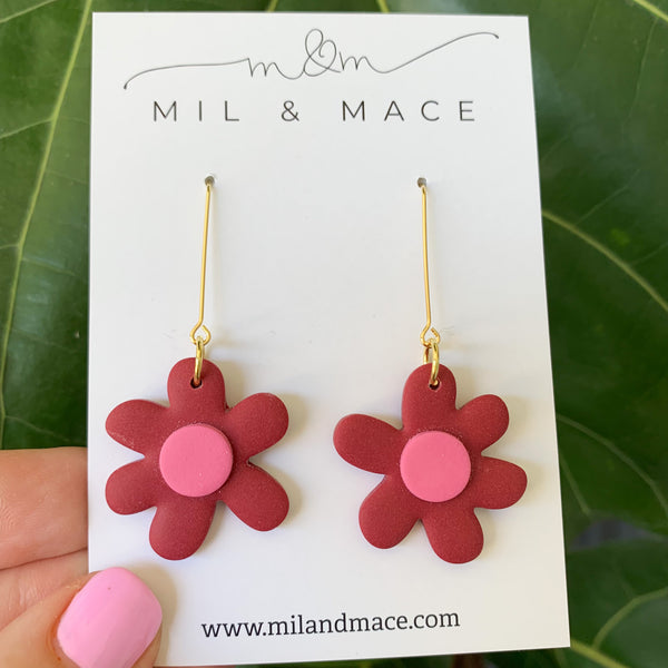 Flower Drops Polymer Clay Dangle Earrings