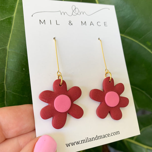 Flower Drops Polymer Clay Dangle Earrings