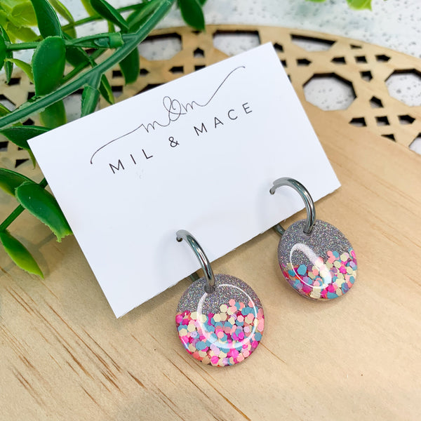 Petite Resin Huggie Dangle Earrings