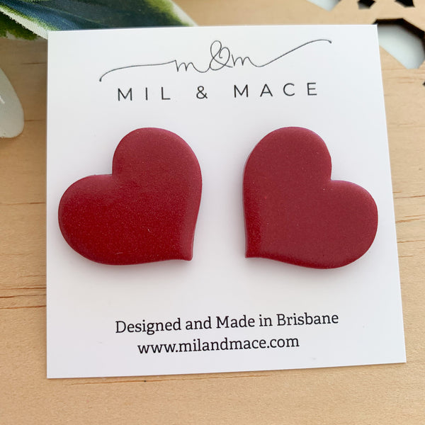 Love Hearts Polymer Clay Stud Earrings