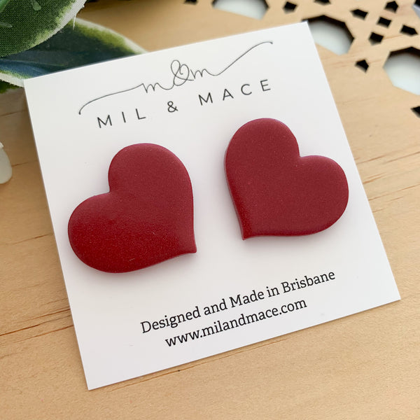 Love Hearts Polymer Clay Stud Earrings