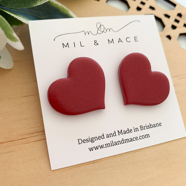 Love Hearts Polymer Clay Stud Earrings