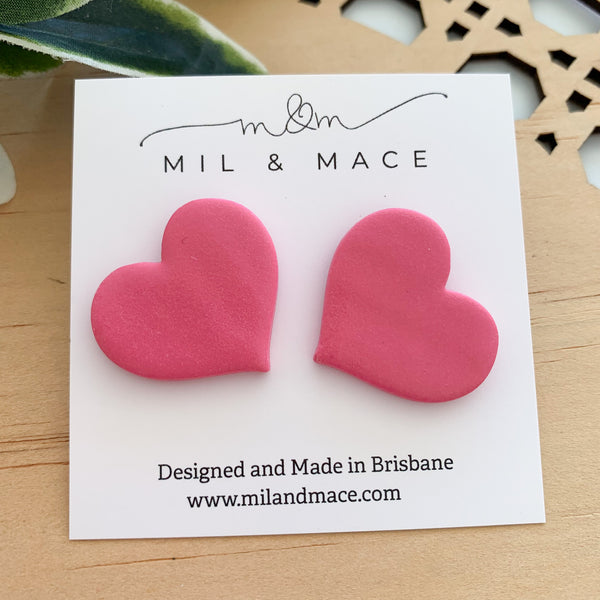 Love Hearts Polymer Clay Stud Earrings
