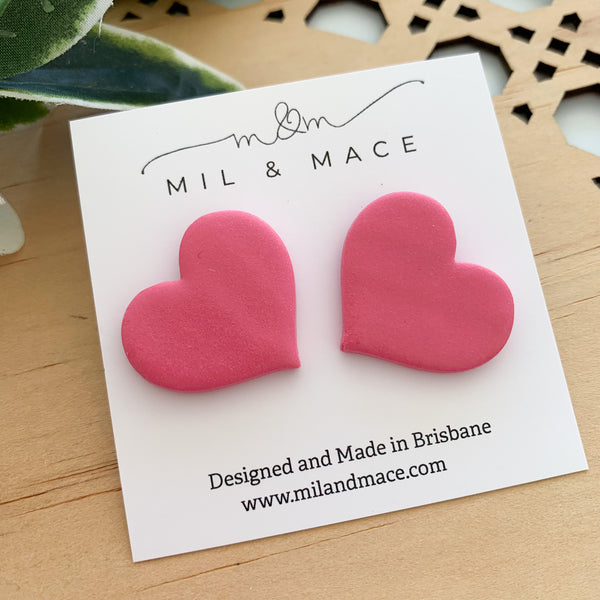 Love Hearts Polymer Clay Stud Earrings