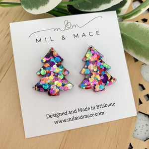 27mm Christmas Tree Resin Stud Earrings