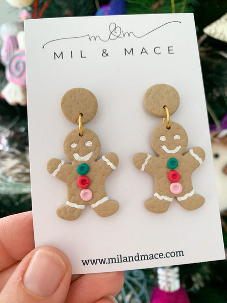 Gingerbread Polymer Clay Dangle Earrings