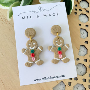 Gingerbread Polymer Clay Dangle Earrings