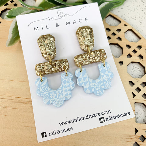 Baby Blue Polymer Clay Dangle Earrings