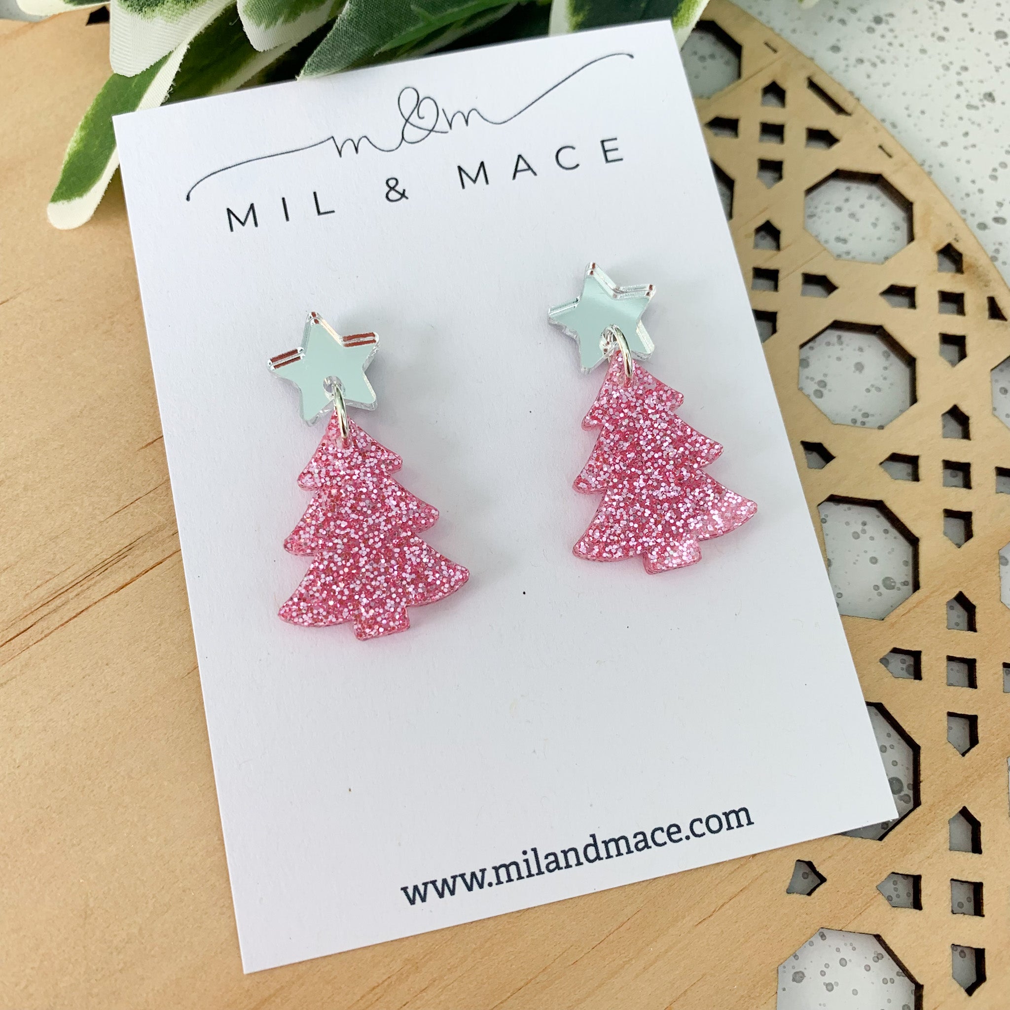 Christmas Tree Acrylic Dangle Earrings