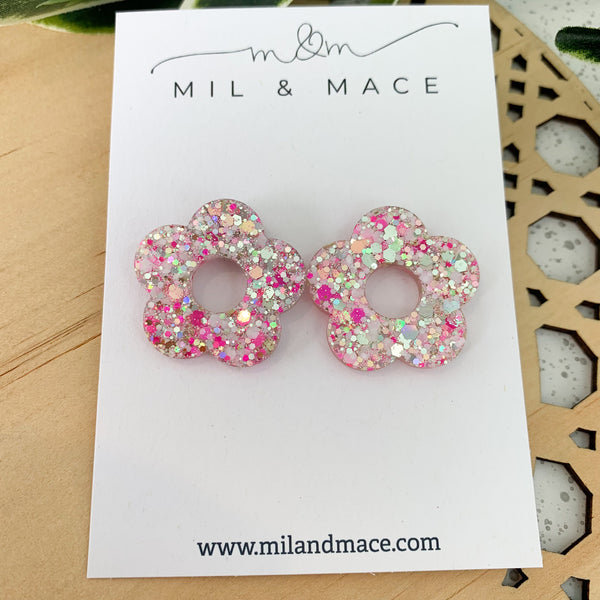 Flower Resin Stud Earrings