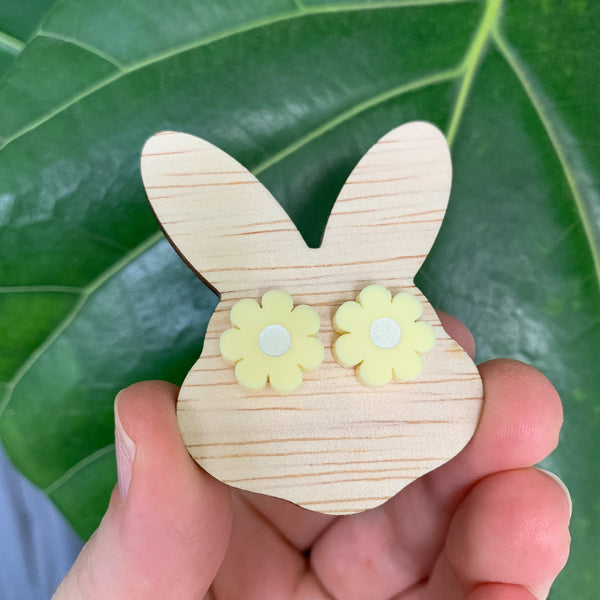 Easter Bunny Head Earring Holder with Flower Studs