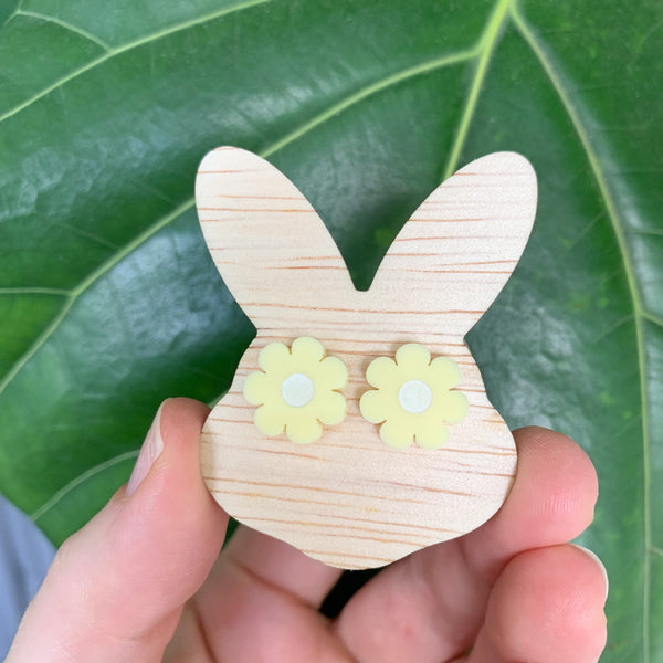 Easter Bunny Head Earring Holder with Flower Studs