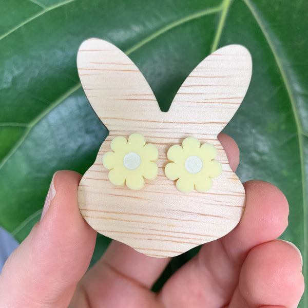 Easter Bunny Head Earring Holder with Flower Studs