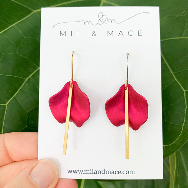 Single Petal Hook Dangle Earrings