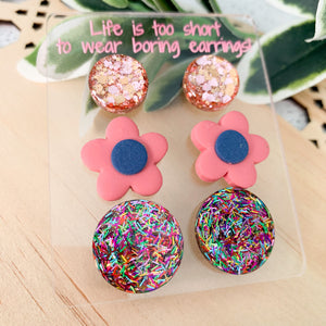 Deluxe Mixed Acrylic Stud Pack with Earring Holder