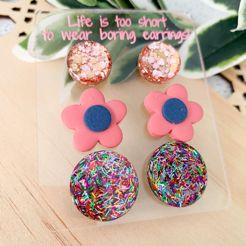Deluxe Mixed Acrylic Stud Pack with Earring Holder