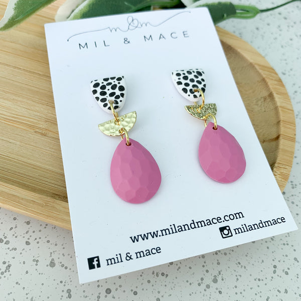 Teardrop Polymer Clay Dangle Earrings