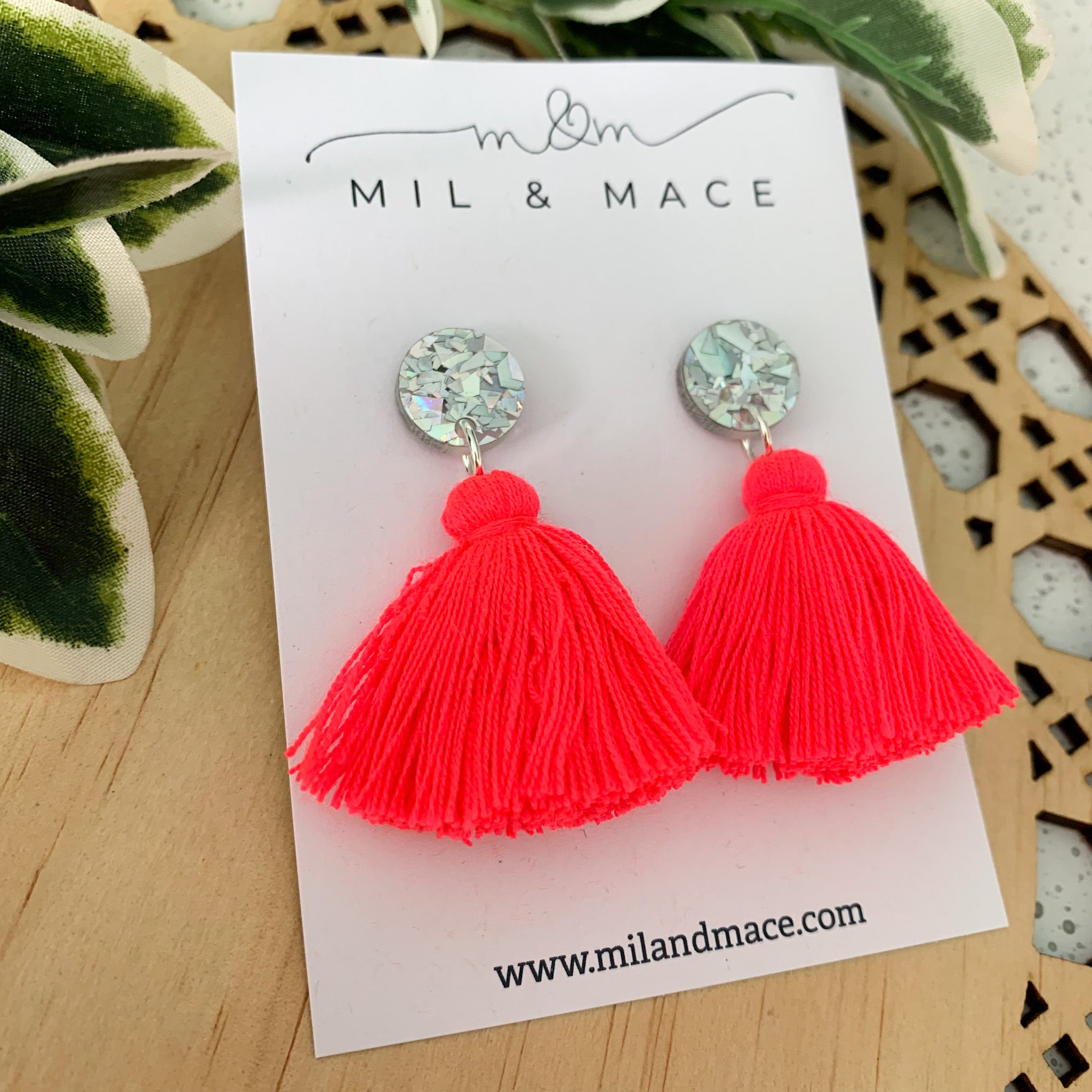 Tassel Drops Hot Neon Pink Silver Top