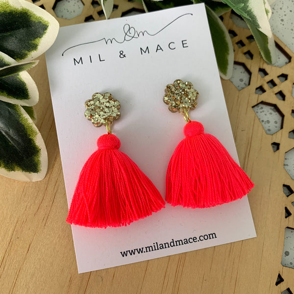Tassel Drops Hot Neon Pink Gold Top
