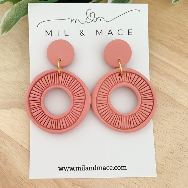 Sarah Dusty Pink Polymer Clay Dangle Earrings